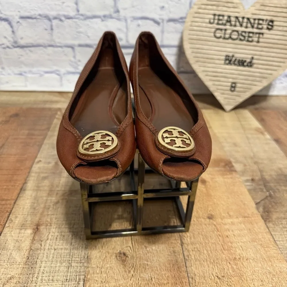Tory Burch Brown Leather‎ Carol Wedge heels - 8.5
